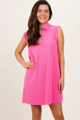 Pink Sleeveless Polo Mini Dress