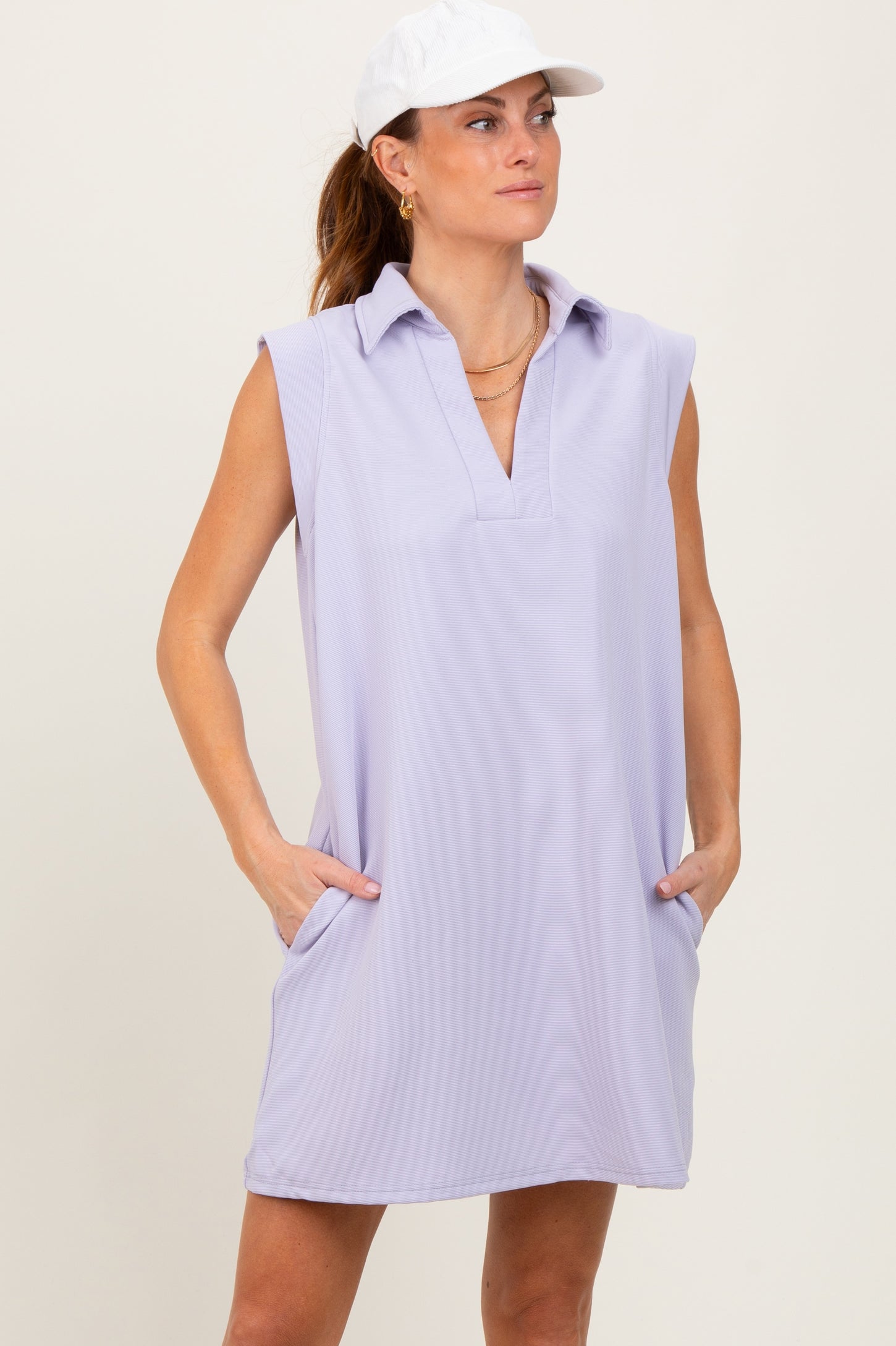 Lavender Sleeveless Polo Mini Dress