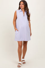 Lavender Sleeveless Polo Maternity Mini Dress