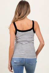 Ivory Striped Contrast Strap Maternity Tank