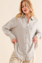 Blue Stripe Oversized Button Down Shirt