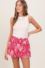 Fuchsia Printed Elastic Waist Band Maternity Shorts