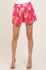 Fuchsia Printed Elastic Waist Band Maternity Shorts
