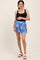 Royal Blue Printed Elastic Waist Band Maternity Shorts