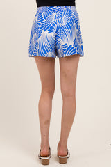 Royal Blue Printed Elastic Waist Band Maternity Shorts