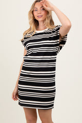 Black Multi-Striped T-Shirt Maternity Mini Dress
