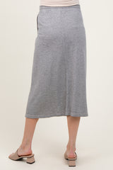 Heather Grey Terry Drawstring Maternity Midi Skirt