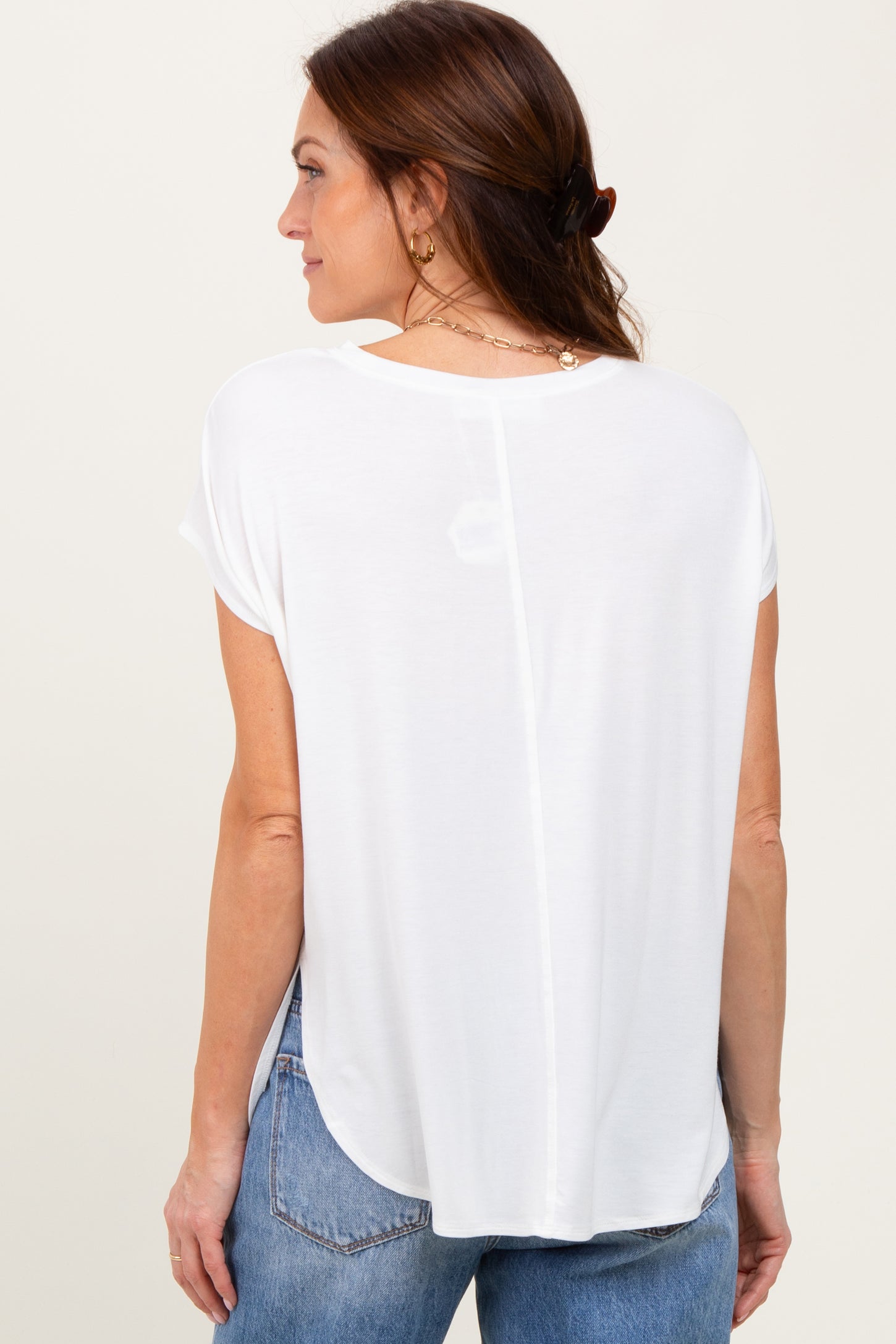 Ivory Dolman Sleeve Round Neck Top