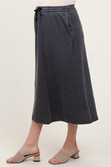 Charcoal Terry Drawstring Maternity Midi Skirt