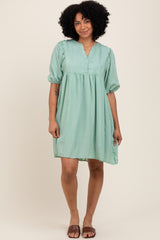 Light Olive Sheer Stripe Textured Mini Dress