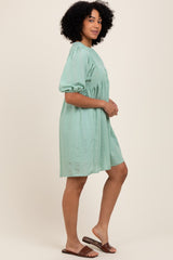 Light Olive Sheer Stripe Textured Mini Dress