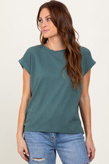 Olive Rolled Short Sleeve Tee