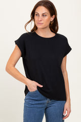 Black Rolled Short Sleeve Tee