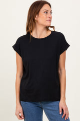 Black Rolled Short Sleeve Tee