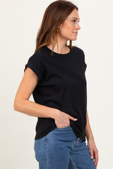 Black Rolled Short Sleeve Tee