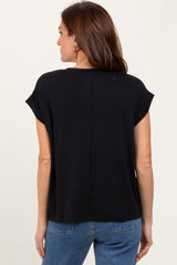 Black Rolled Short Sleeve Tee