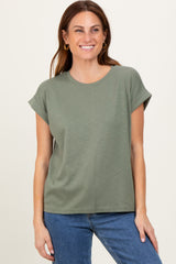 Light Olive Rolled Short Sleeve Tee