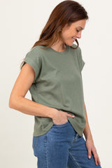 Light Olive Rolled Short Sleeve Tee