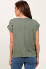 Light Olive Rolled Short Sleeve Tee