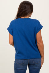Light Navy Rolled Short Sleeve Maternity Tee