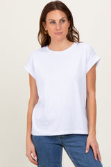 White Rolled Short Sleeve Tee