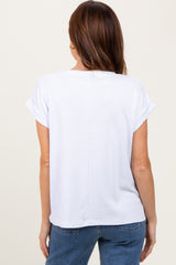 White Rolled Short Sleeve Tee