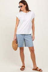 Cream Rolled Short Sleeve Tee