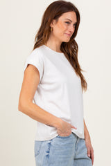 Cream Rolled Short Sleeve Tee