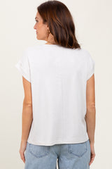 Cream Rolled Short Sleeve Tee