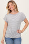 Black Pinstripe Soft Terry Short Sleeve Top