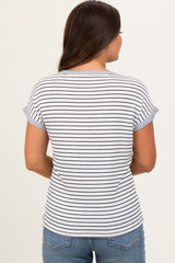 Black Pinstripe Soft Terry Short Sleeve Maternity Top
