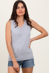Heather Grey Basic V-Neck Tank Top