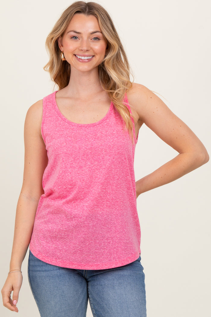 Fuchsia Heather Scoop Neck Tank Top