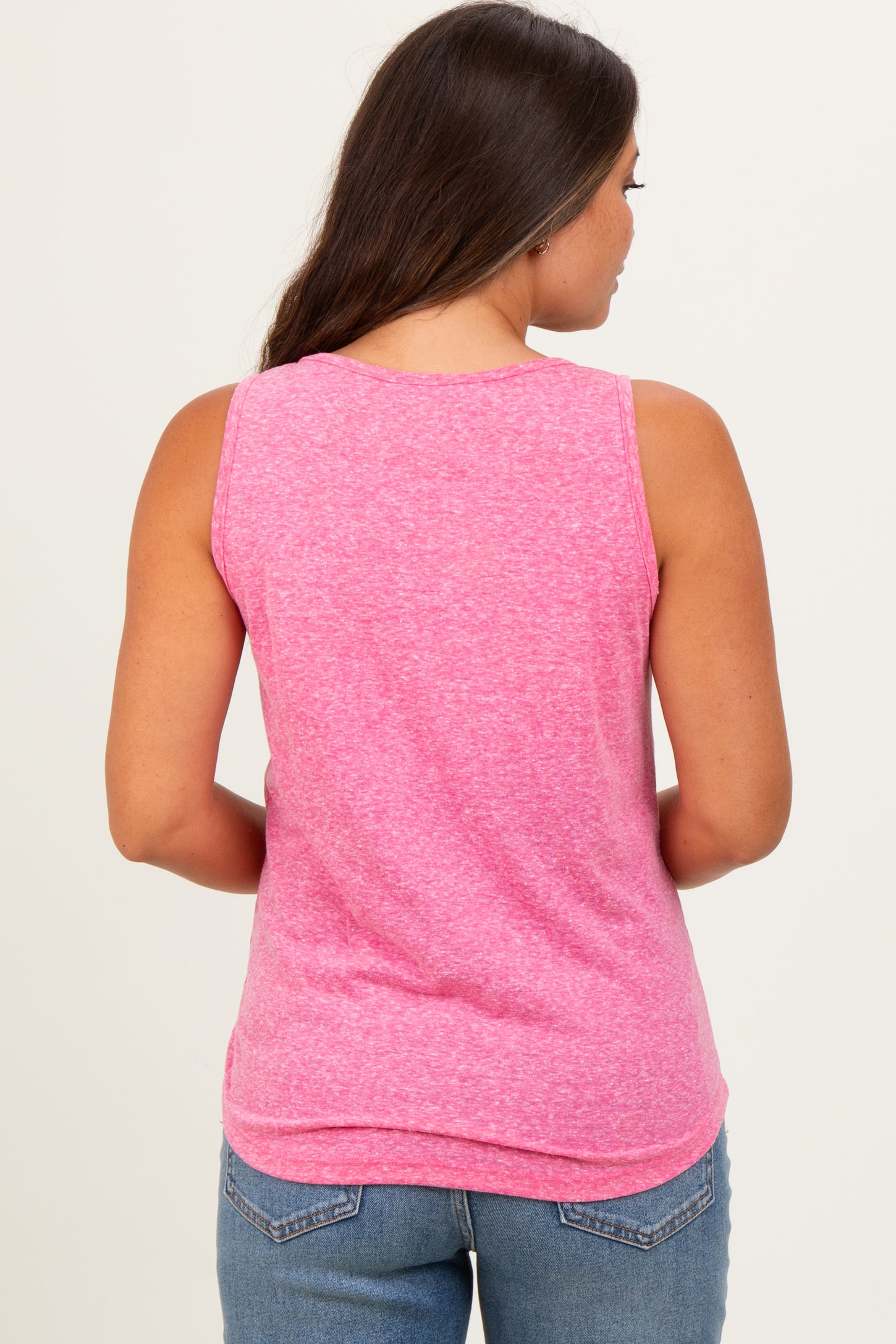 Fuchsia Heather Scoop Neck Maternity Tank Top