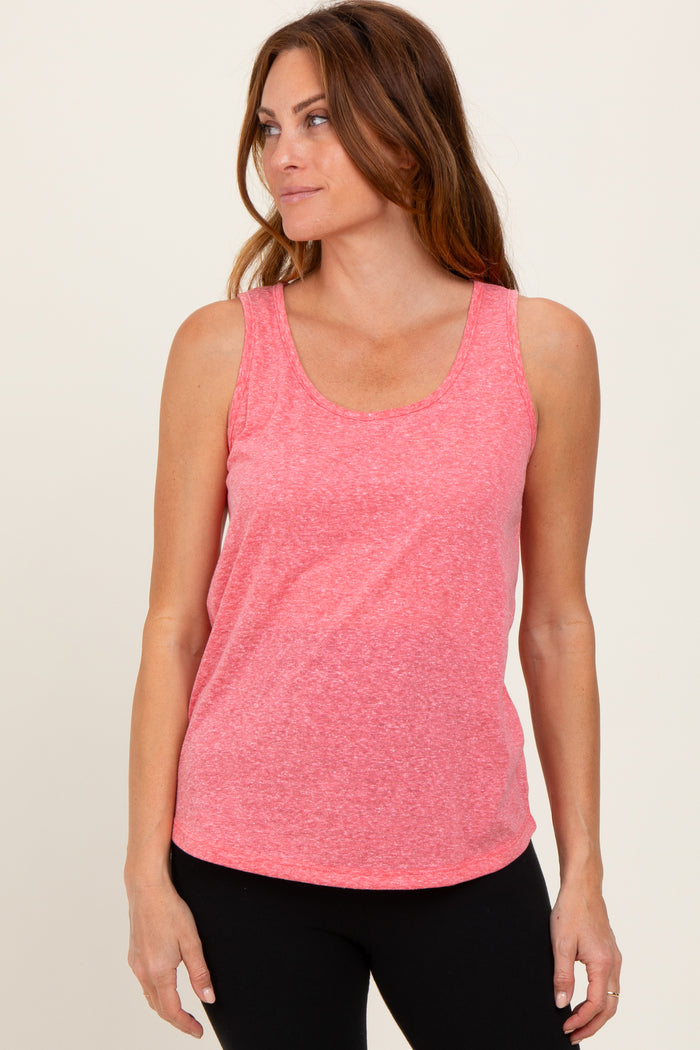 Coral Heather Scoop Neck Tank Top