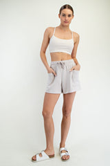 Beige Patch Pocket Shorts