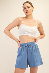 Blue Patch Pocket Maternity Shorts