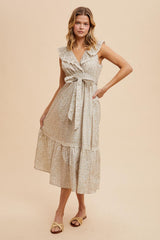 Cream Ruffled Floral Cotton Maxi Dress