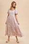 Light Pink Floral Sweetheart Maxi Dress