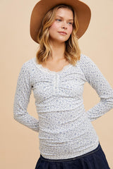 Ivory Lace Trim Floral Fitted Top