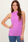 Pink Ribbed Sleeveless Mock Neck Top