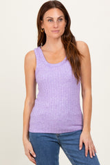 Lavender Melange Ribbed Fitted Maternity Tank Top