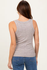 Mocha Melange Ribbed Fitted Tank Top
