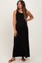 Black Sleeveless Flared Scoop Neck Maternity Maxi Dress