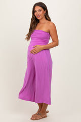 Lavender Double Layered Strapless Tube Top Maternity Jumpsuit