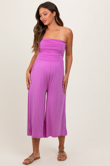 Lavender Double Layered Strapless Tube Top Maternity Jumpsuit