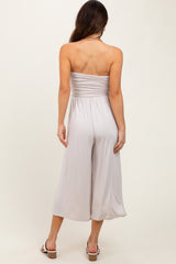 Beige Double Layered Strapless Tube Top Jumpsuit