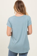 Sage Round Neck Nursing Pocket T-Shirt