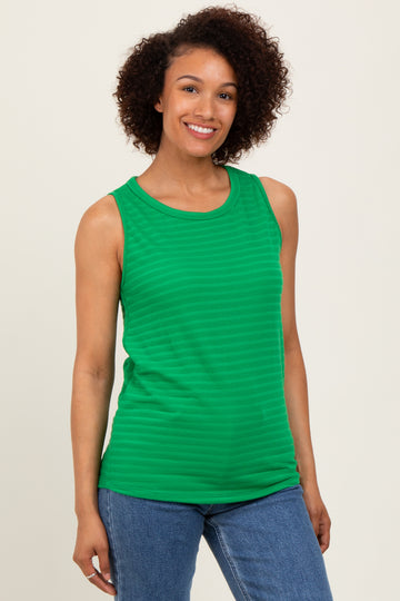 Green Textured Knit Sleeveless Top