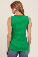 Green Textured Knit Sleeveless Maternity Top